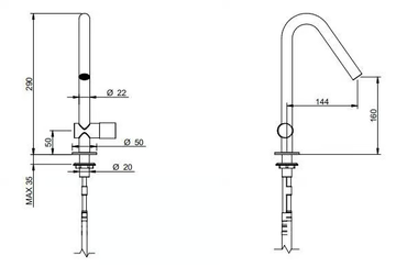 22MM - Countertop 1 hole washbasin tap by Rubinetterie Treemme - view 3